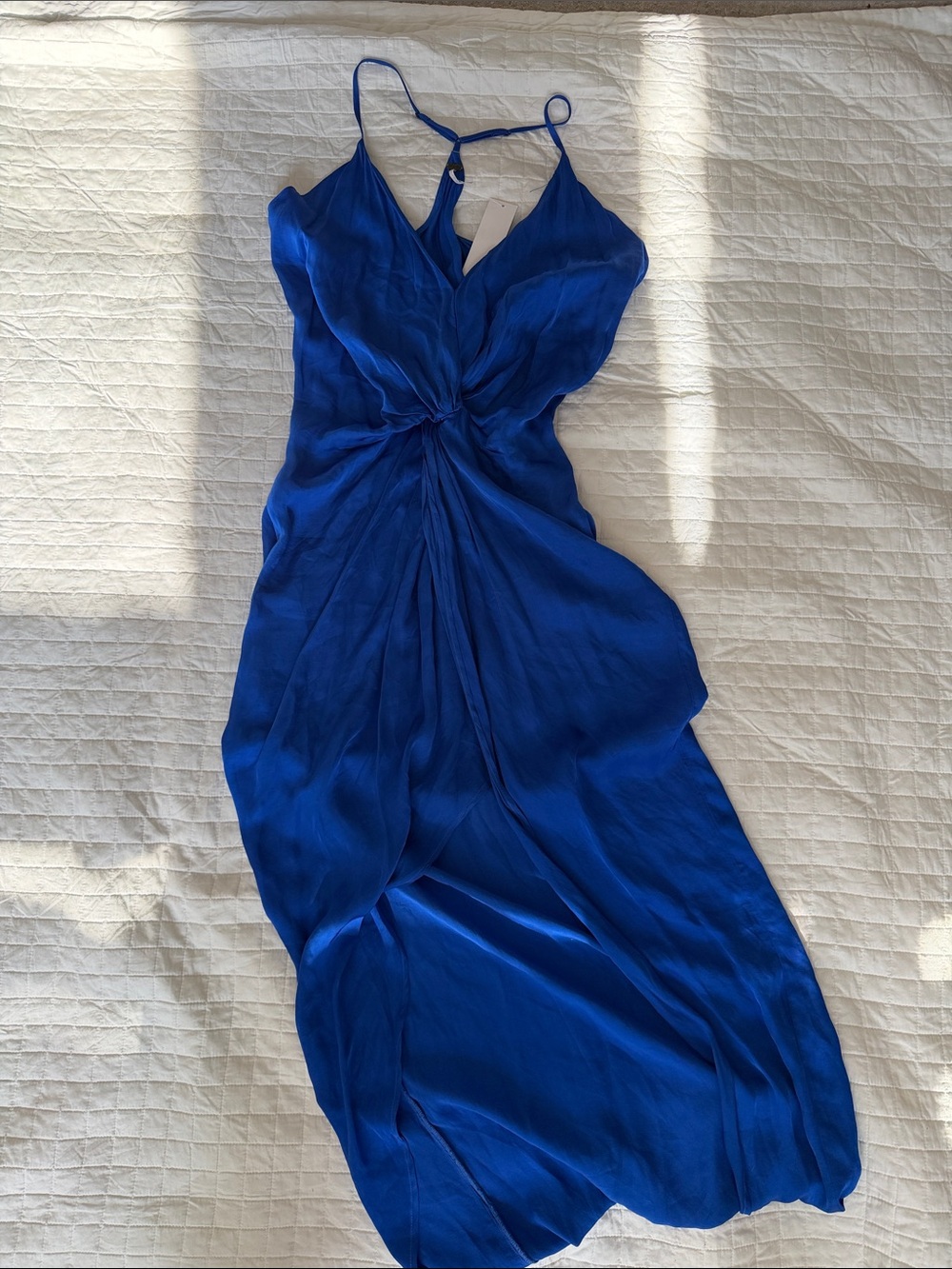 Elegant Royal Blue Maxi Dress with Twist Front Detail